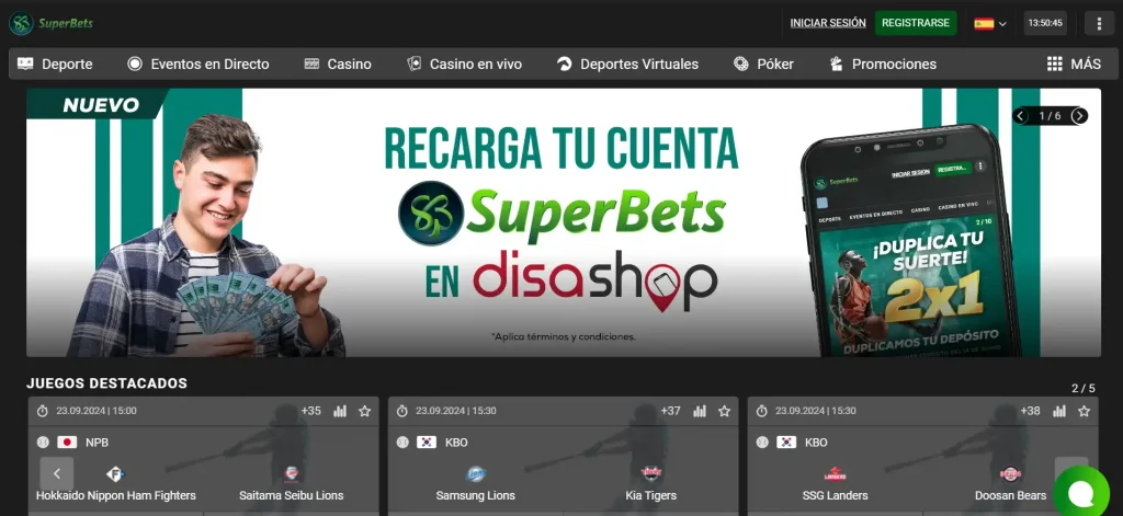 Página principal de Superbets